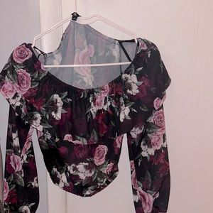 Floral GUESS shoulder top shirt (size small)